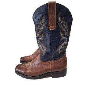 Masterson Mens RBC4706 Square Toe Leather Western Boots Size 12 Black and Brown